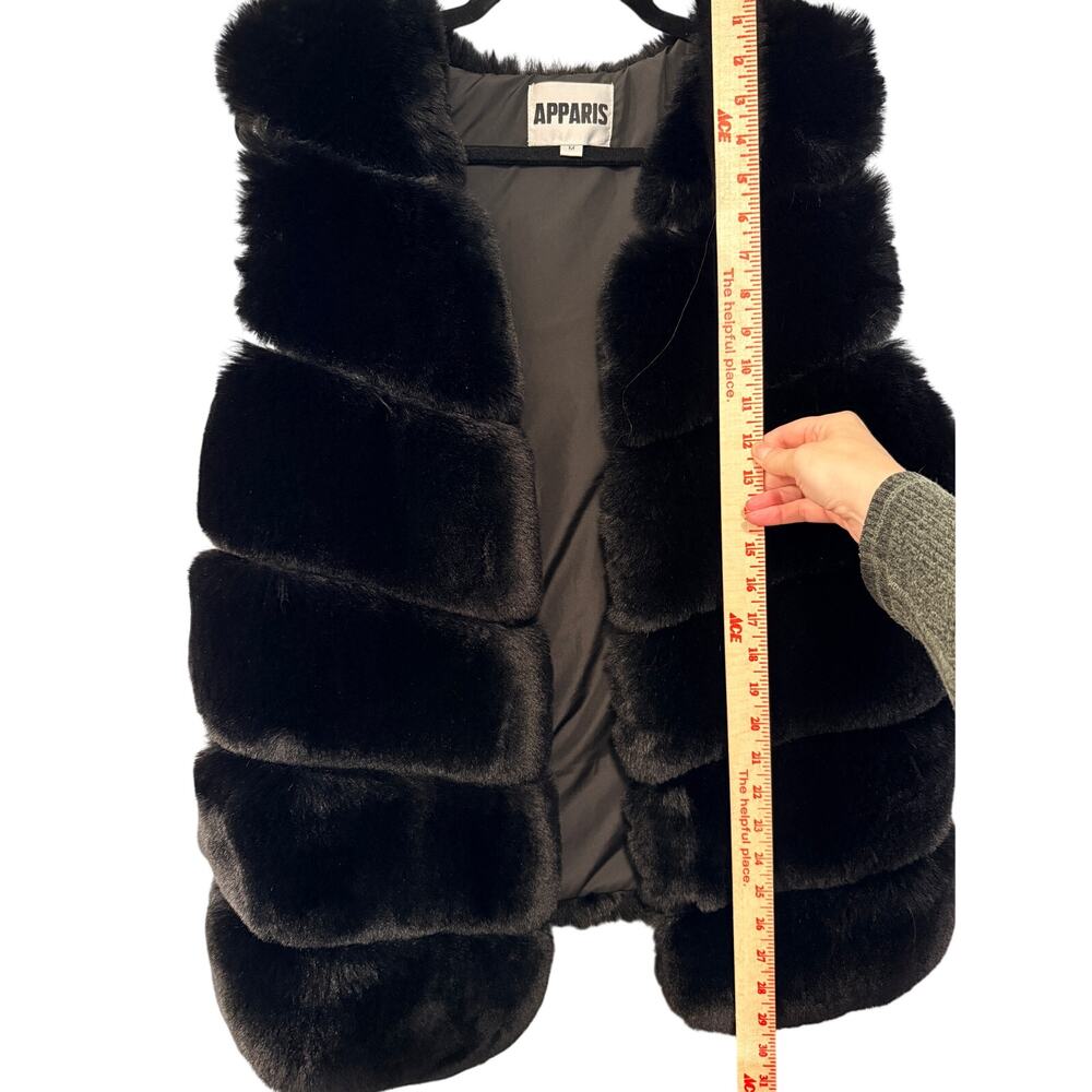 Anthropologie x Apparis L Mink Maya Faux Fur Vest $395 Long Coat Black NEW! - Picture 9 of 11
